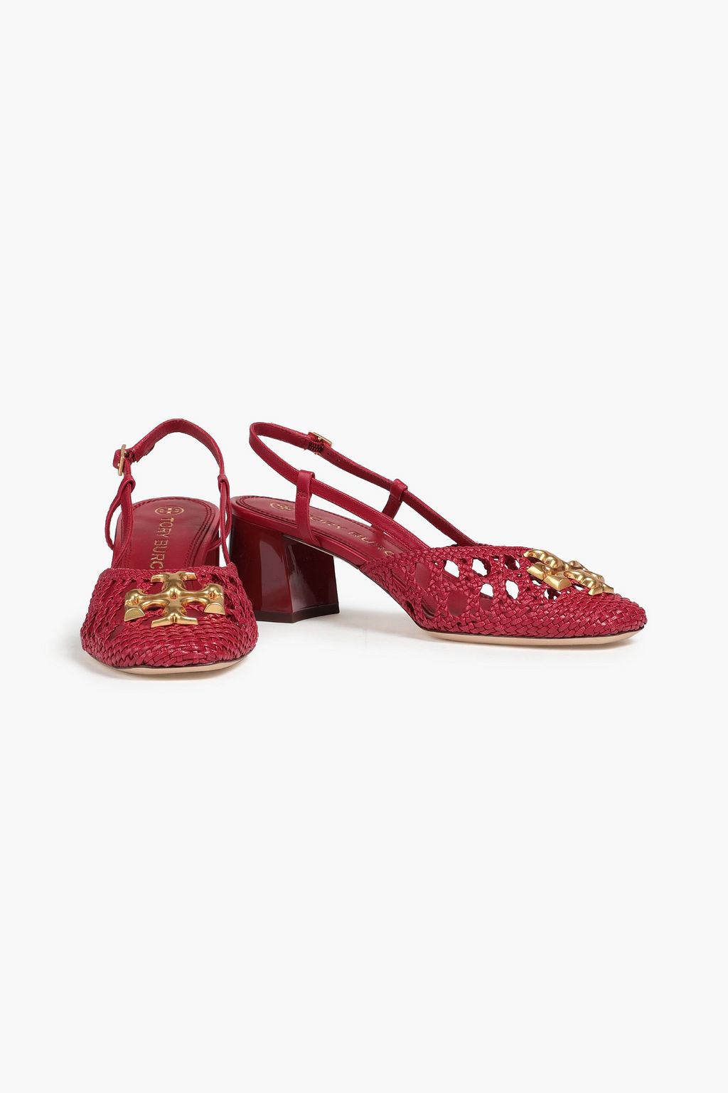 TORY BURCH Eleanor 55 embellished leather slingback pumps
