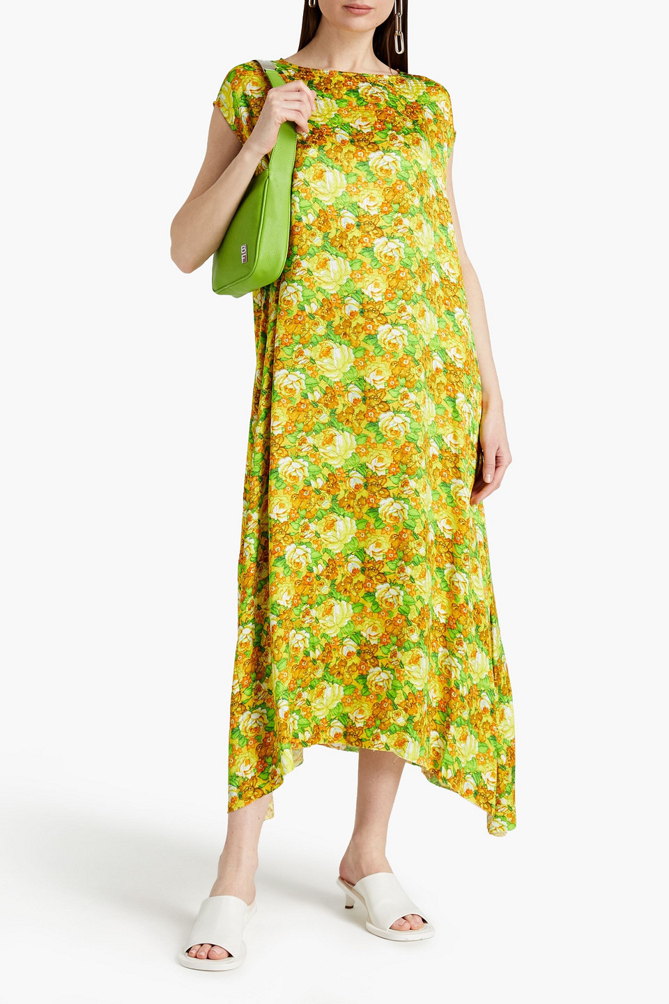 Vetements Floral-print Jacquard Midi Dress In Yellow