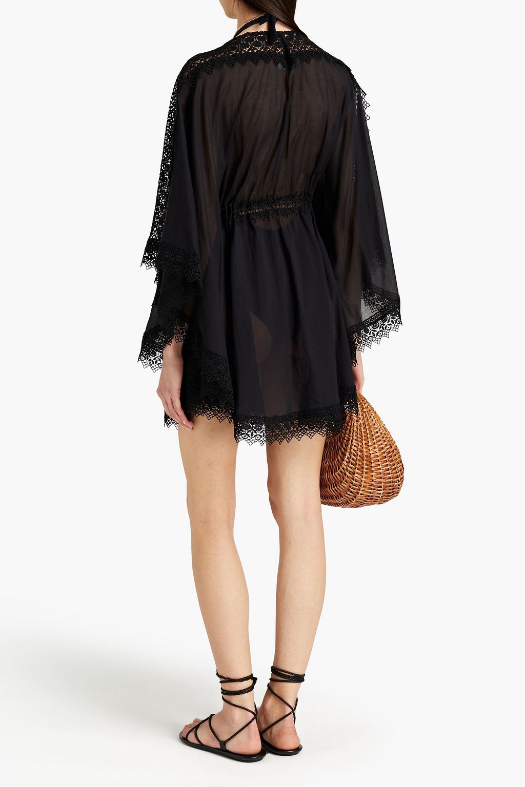 CHARO RUIZ IBIZA Indya guipure lace-trimmed cotton-blend kaftan