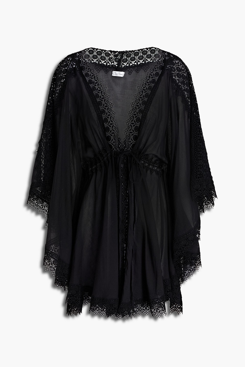 Charo Ruiz Ibiza Woman Indya Crocheted Lace-trimmed Cotton-blend Kaftan Black Size S