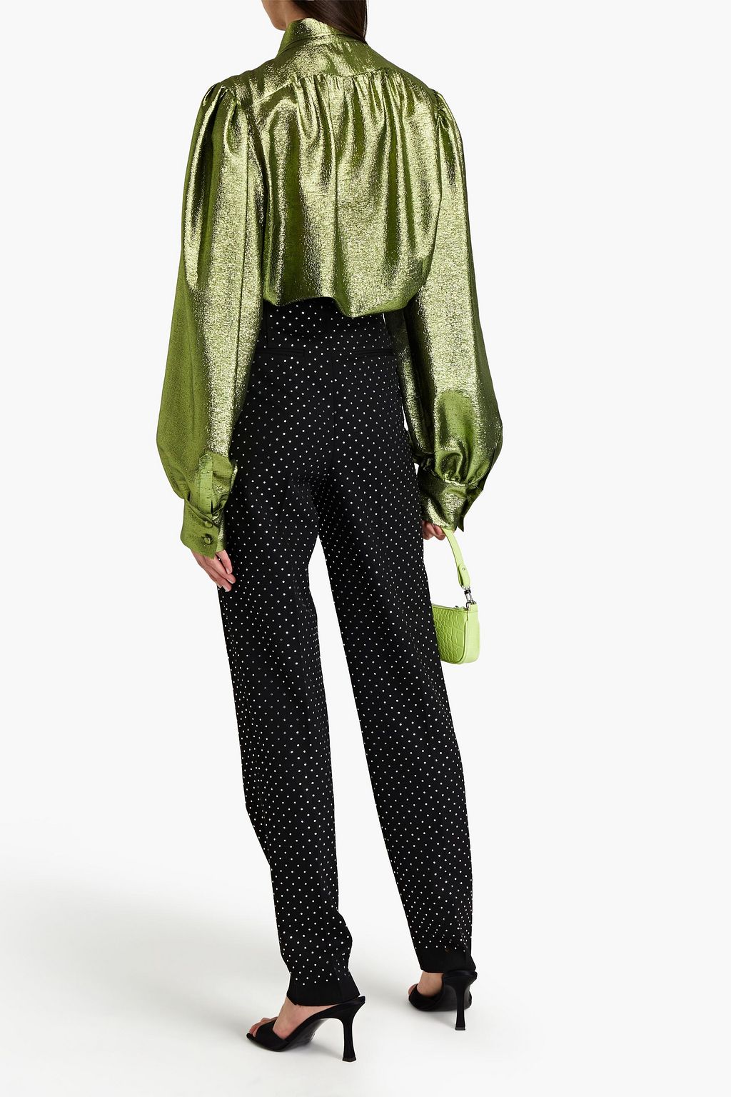 DUNDAS Pleated embellished wool-blend tapered pants