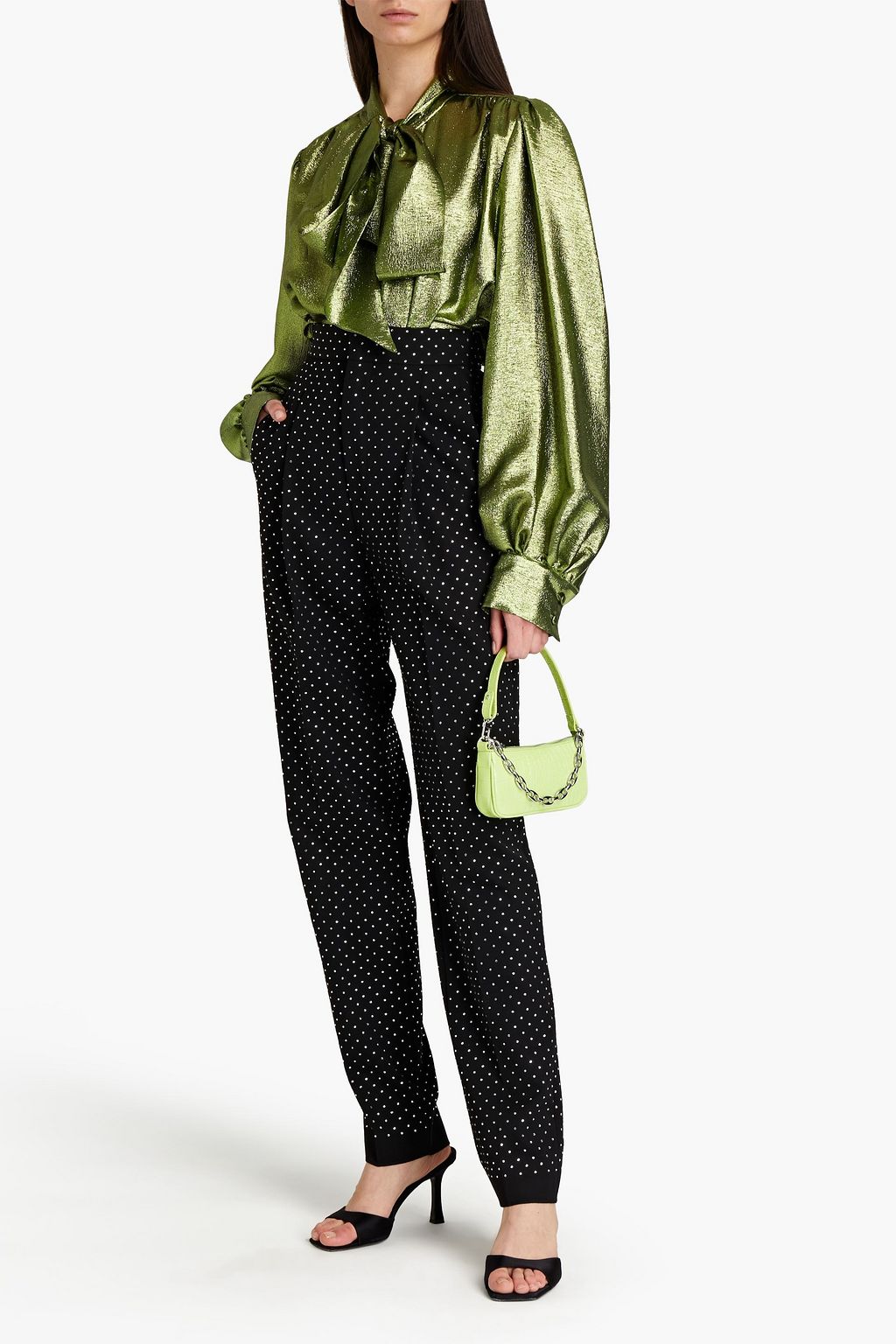DUNDAS Pleated embellished wool-blend tapered pants