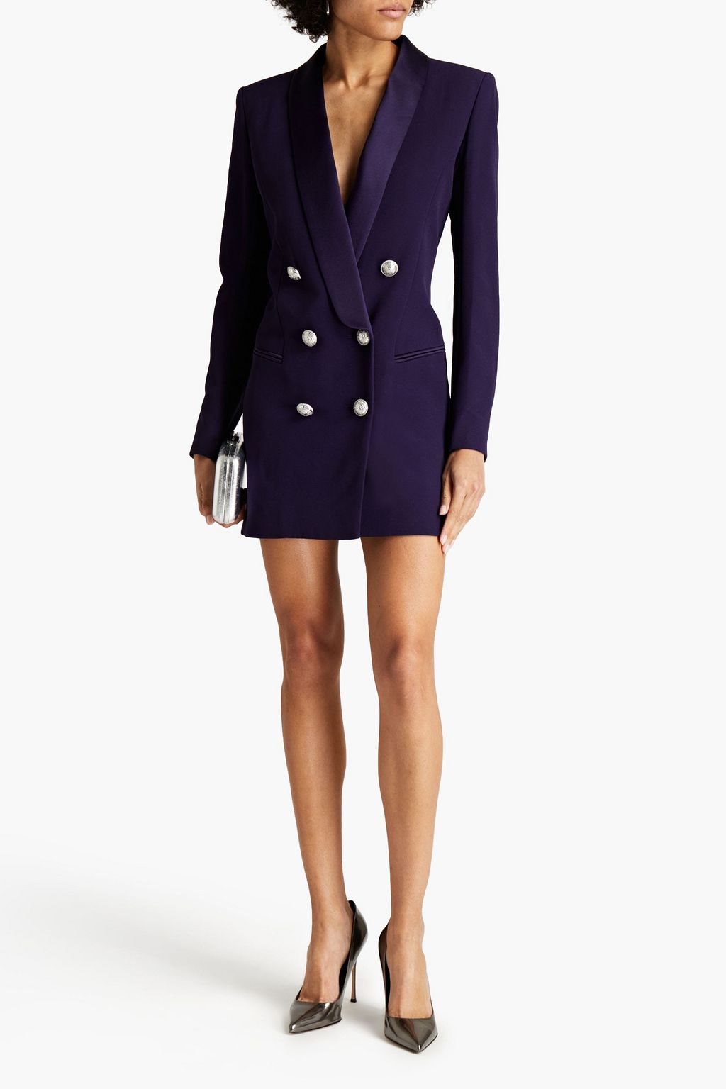 BALMAIN Double-breasted crepe mini dress