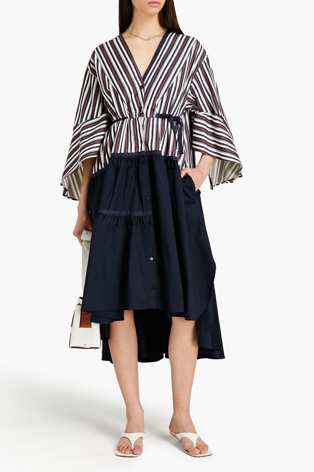 PALMER//HARDING Manon striped cotton-blend midi dress