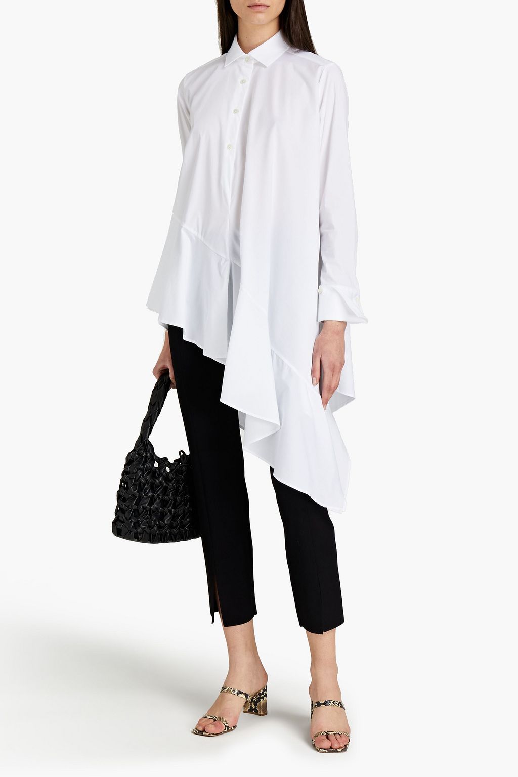 PALMER//HARDING Asymmetric fluted cotton-blend poplin shirt