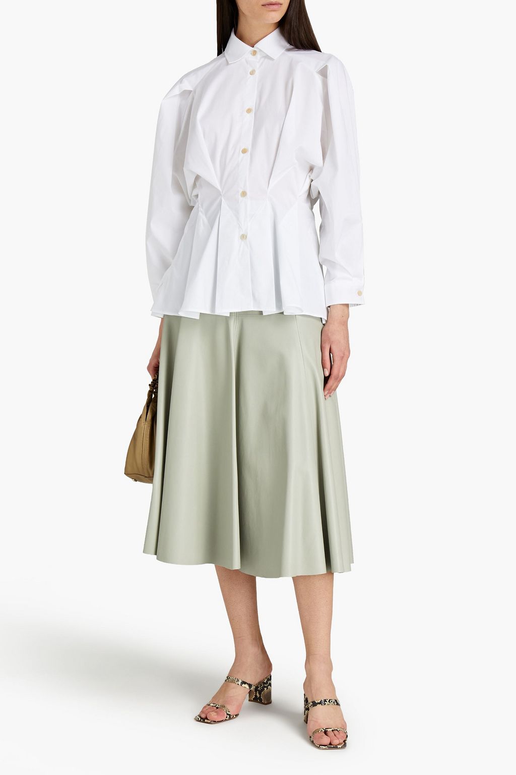 PALMER//HARDING Sunda cotton-blend poplin peplum shirt