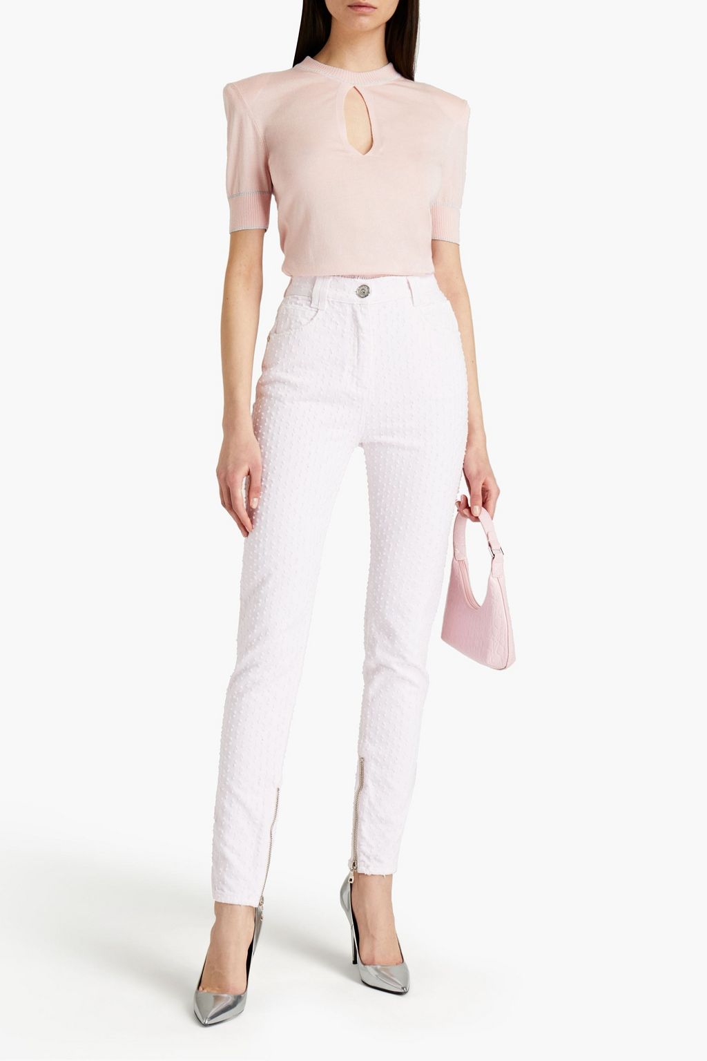 BALMAIN Cutout cashmere and silk-blend top