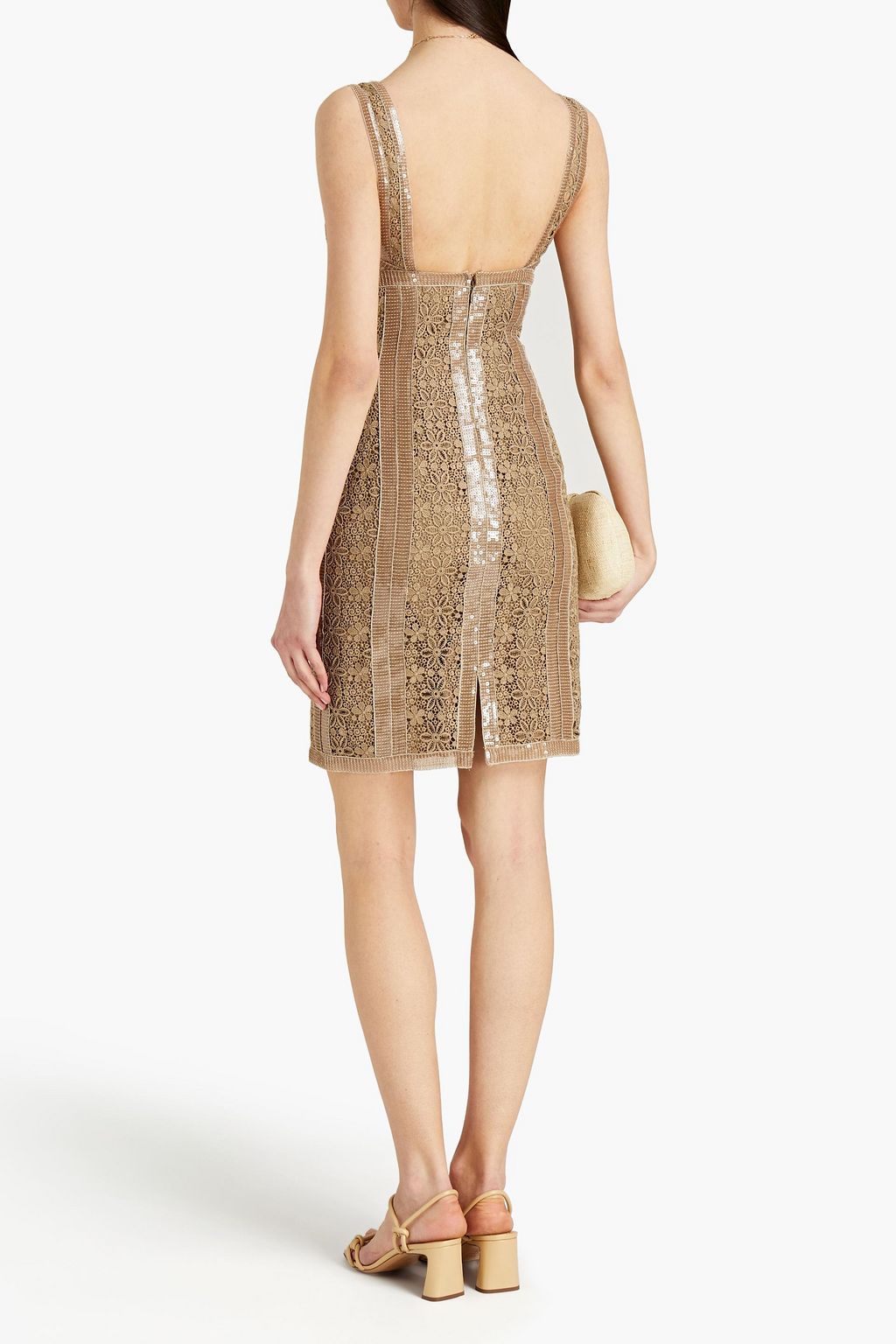 CHARO RUIZ IBIZA Sequin-embellished cotton guipure lace mini dress