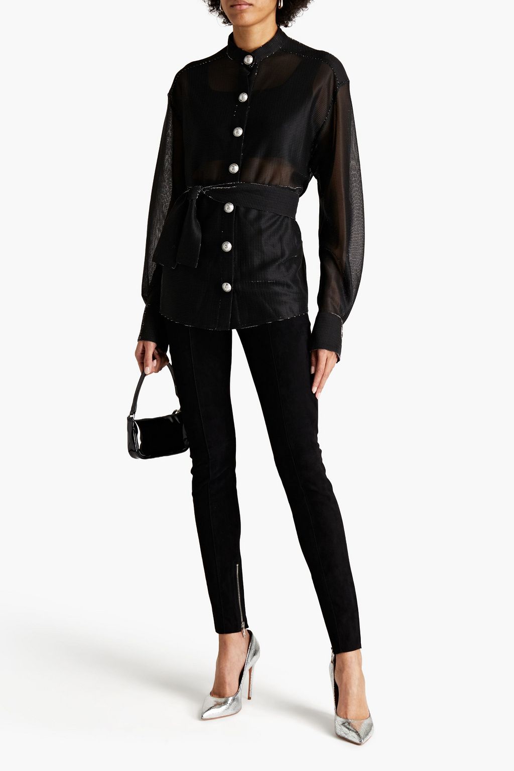 BALMAIN Belted knitted top