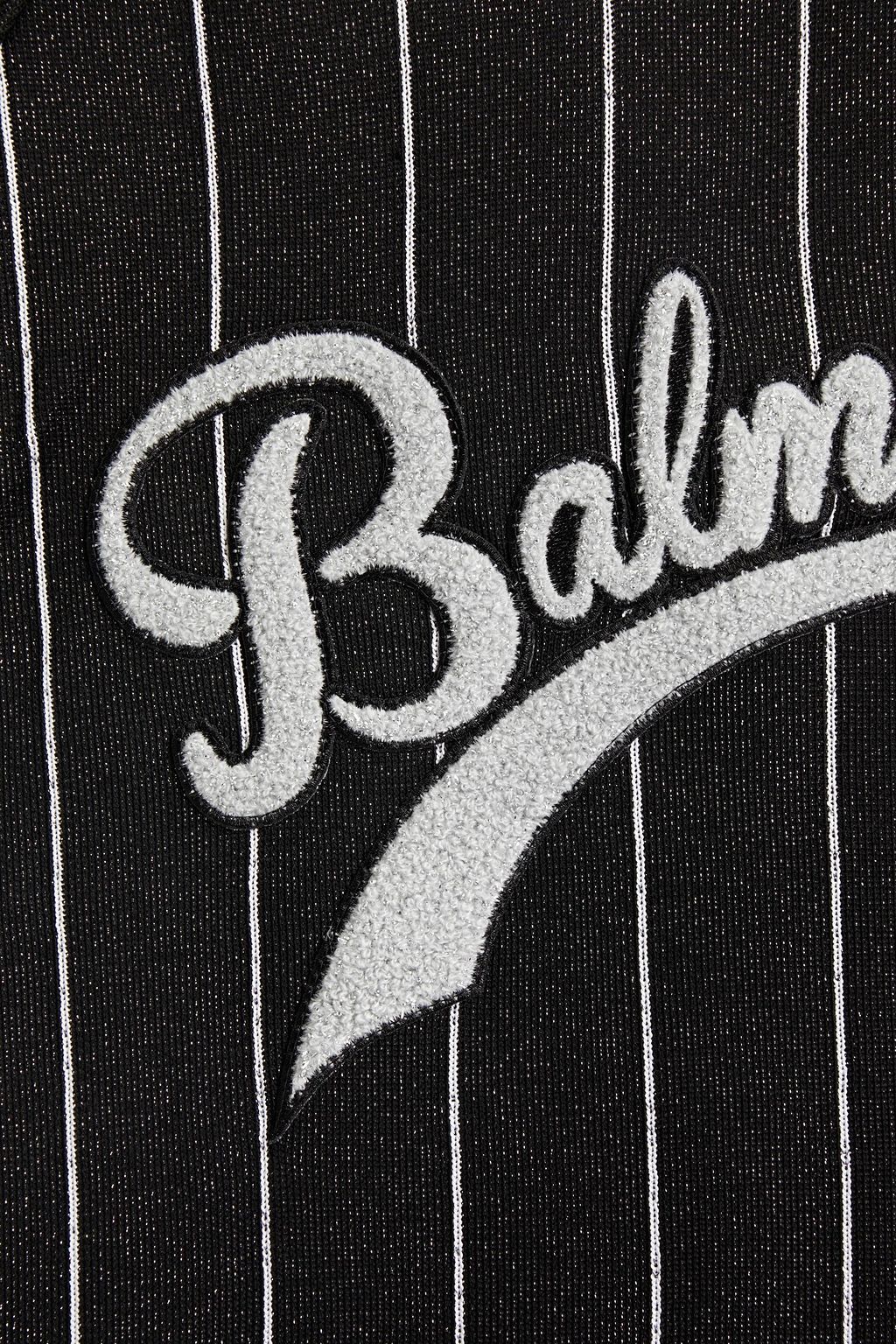 BALMAIN Appliquéd metallic jacquard-knit T-shirt