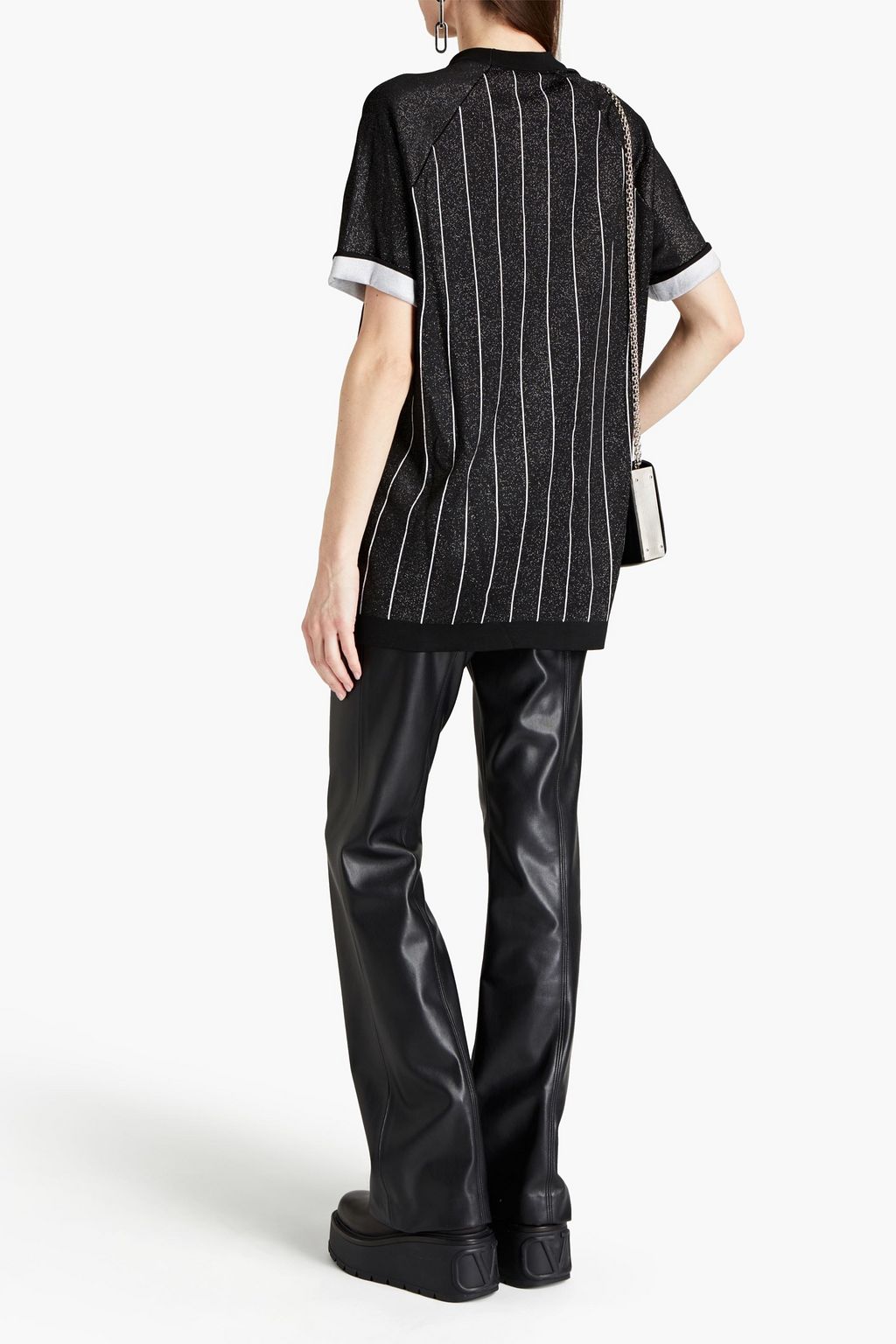 BALMAIN Appliquéd metallic jacquard-knit T-shirt