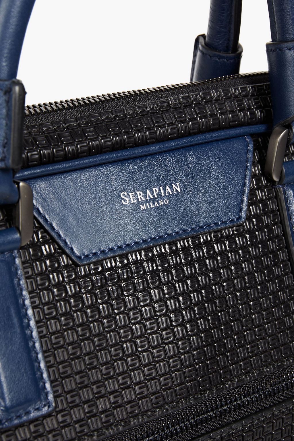 SERAPIAN Two-tone faux textured-leather briefcase