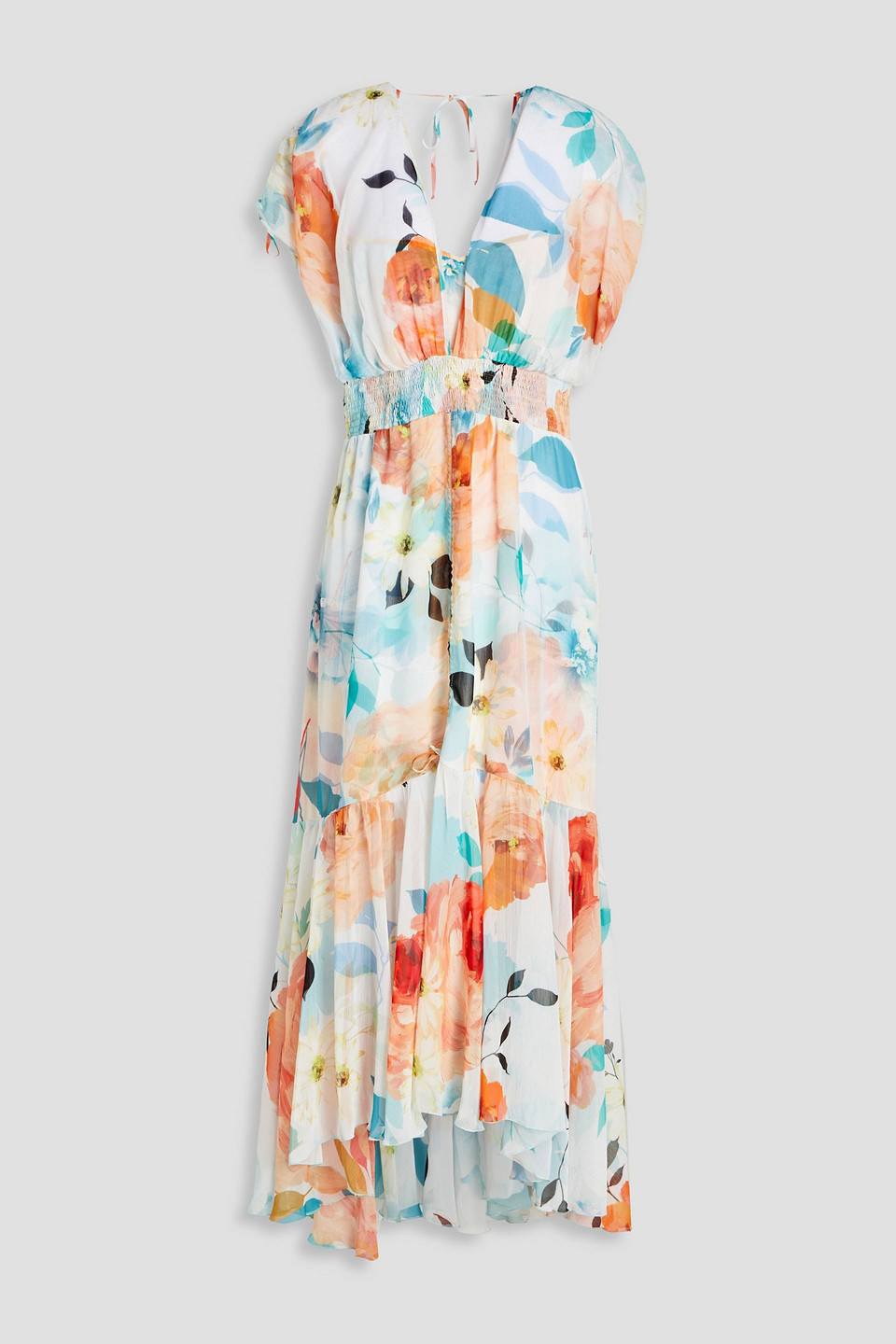 Charo Ruiz Ibiza Woman Jasmin Shirred Floral-print Crepon Maxi Dress White Size XL