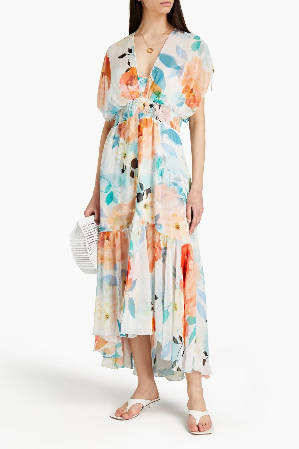 CHARO RUIZ IBIZA Jasmin shirred floral-print crepon maxi dress