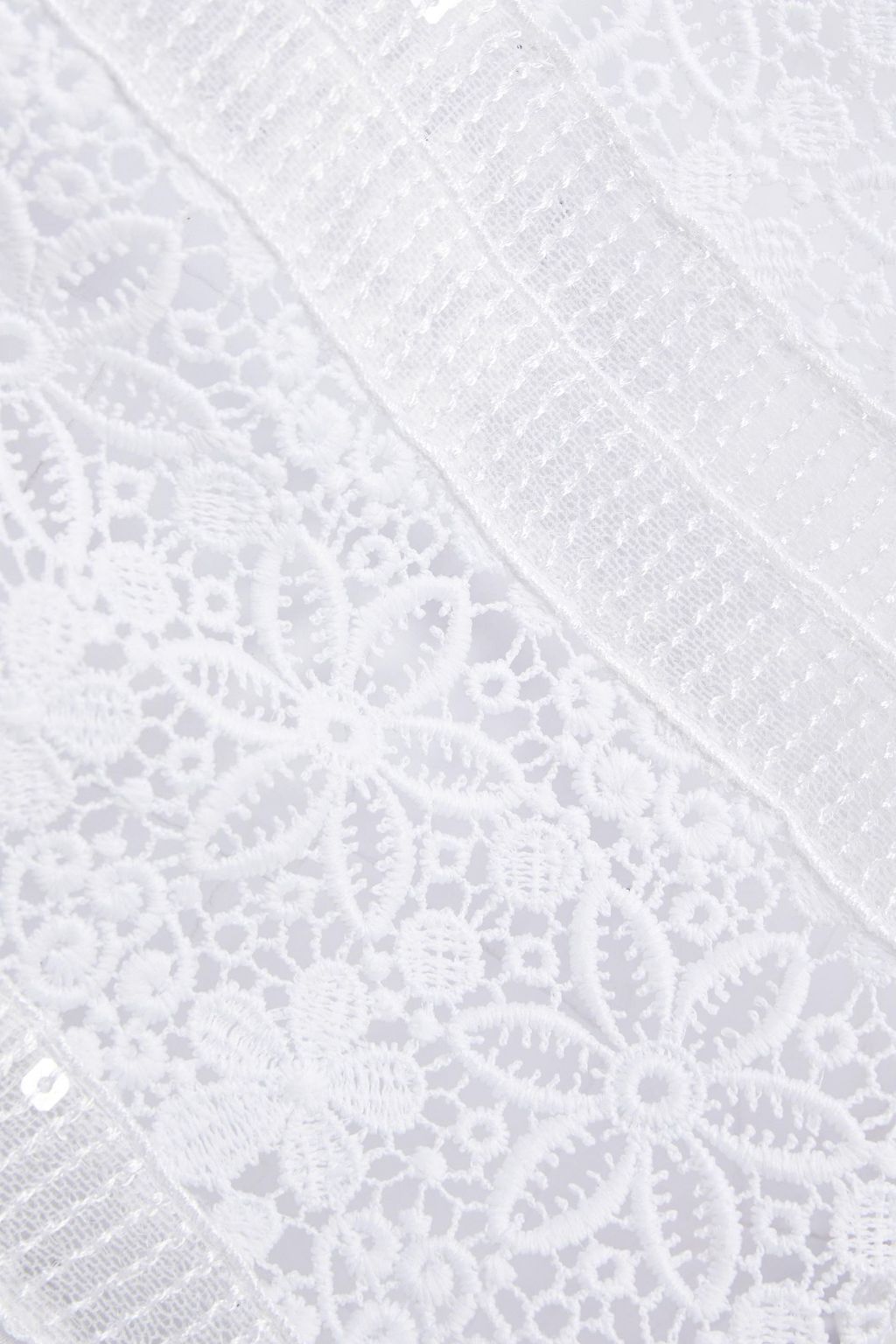 CHARO RUIZ IBIZA Sequin-embellished voile-paneled crocheted lace top