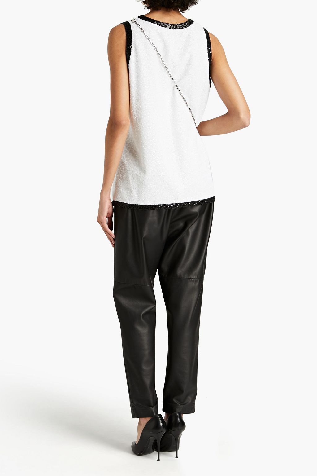 BALMAIN Two-tone sequined tulle top
