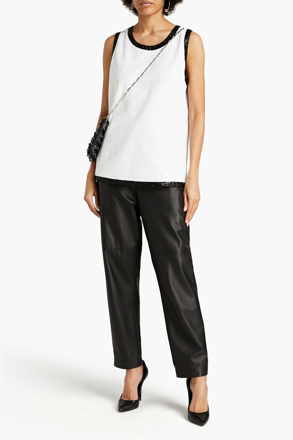 BALMAIN Two-tone sequined tulle top