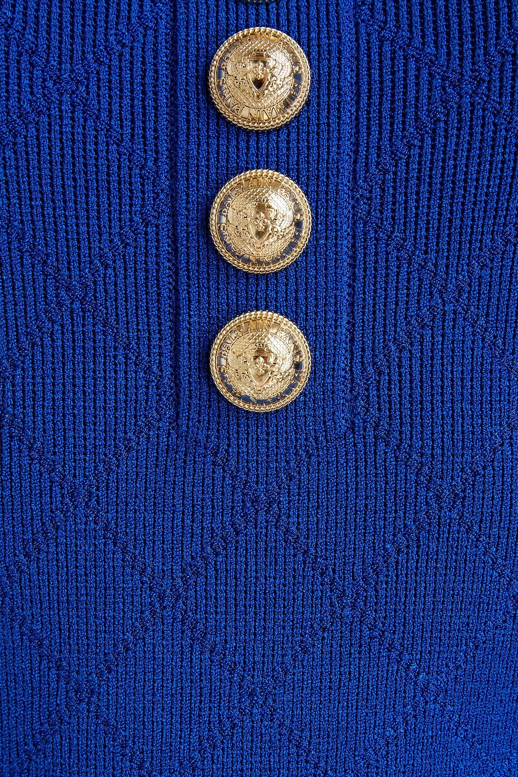BALMAIN Button-embellished jacquard-knit bodysuit
