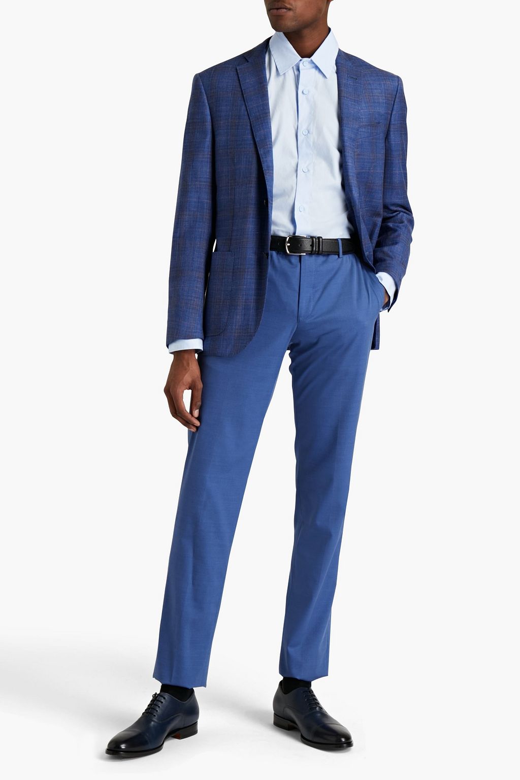CORNELIANI Checked wool-blend blazer