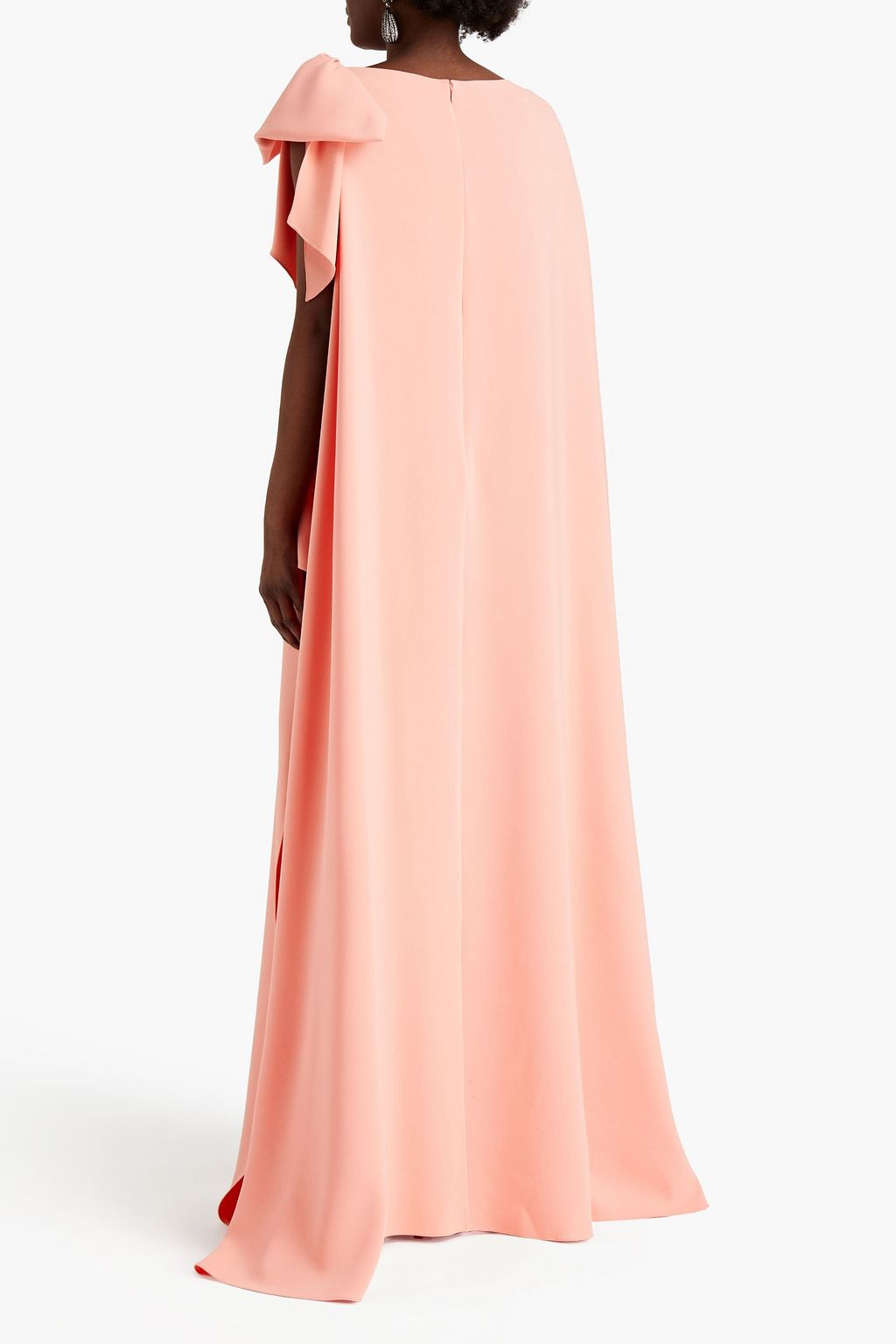 OSCAR DE LA RENTA Bow-embellished silk crepe de chine maxi dress