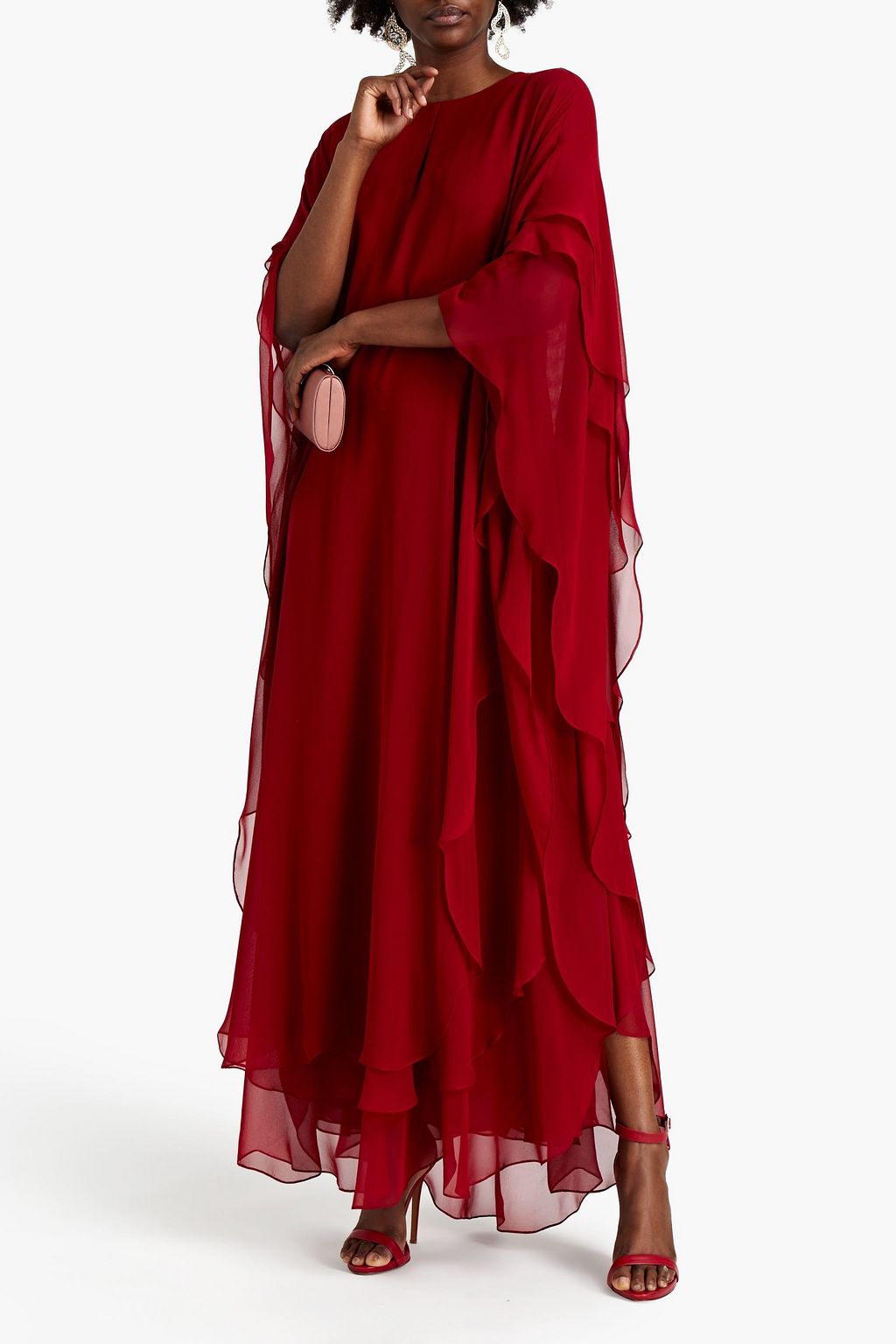 OSCAR DE LA RENTA Layered silk-chiffon maxi dress
