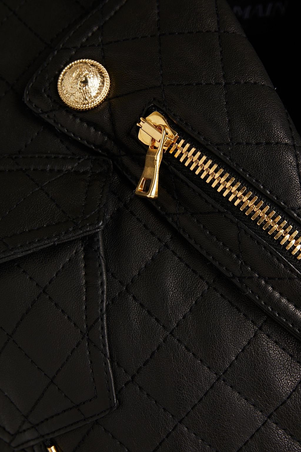 BALMAIN Zip-detailed quilted leather biker jacket