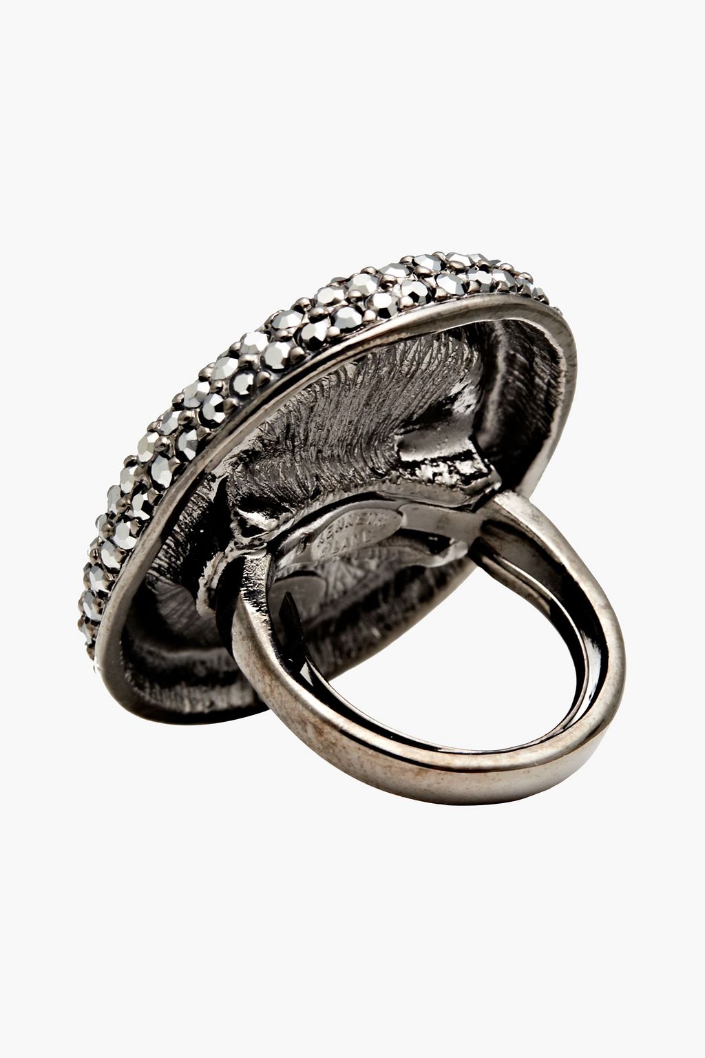KENNETH JAY LANE Gunmetal-tone crystal ring