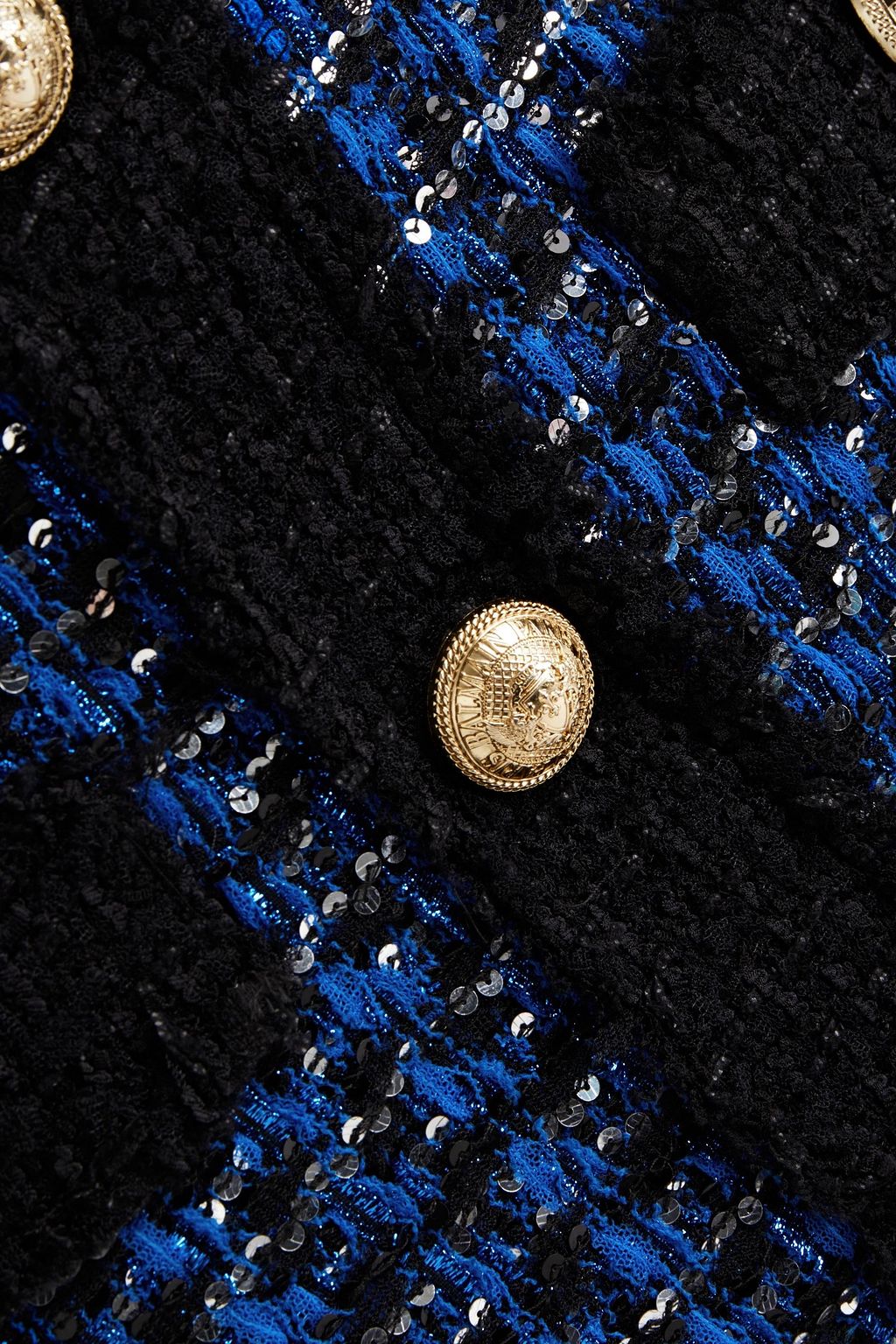 BALMAIN Embellished metallic bouclé-tweed mini skirt