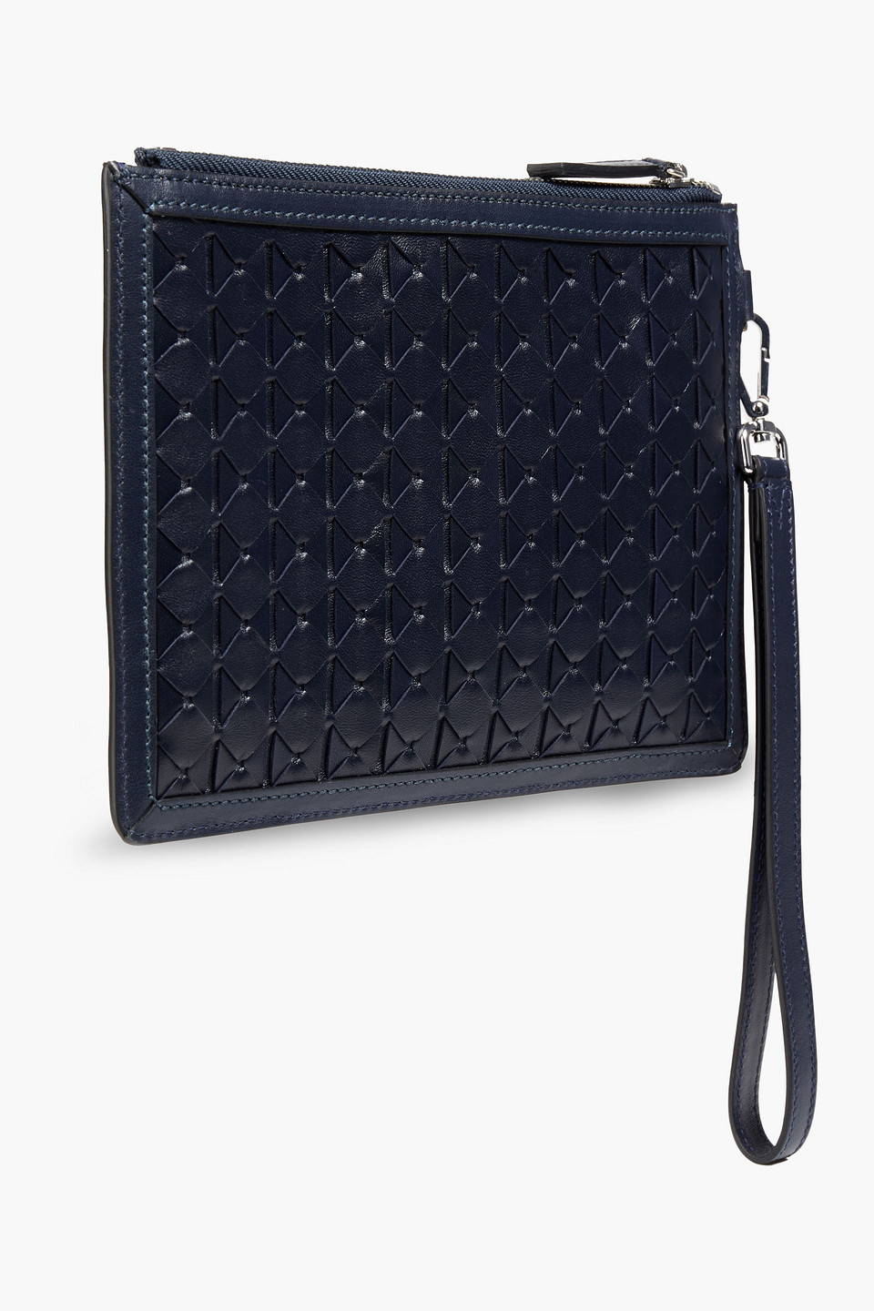 Serapian Man Mosaico Woven Leather Pouch In Blue
