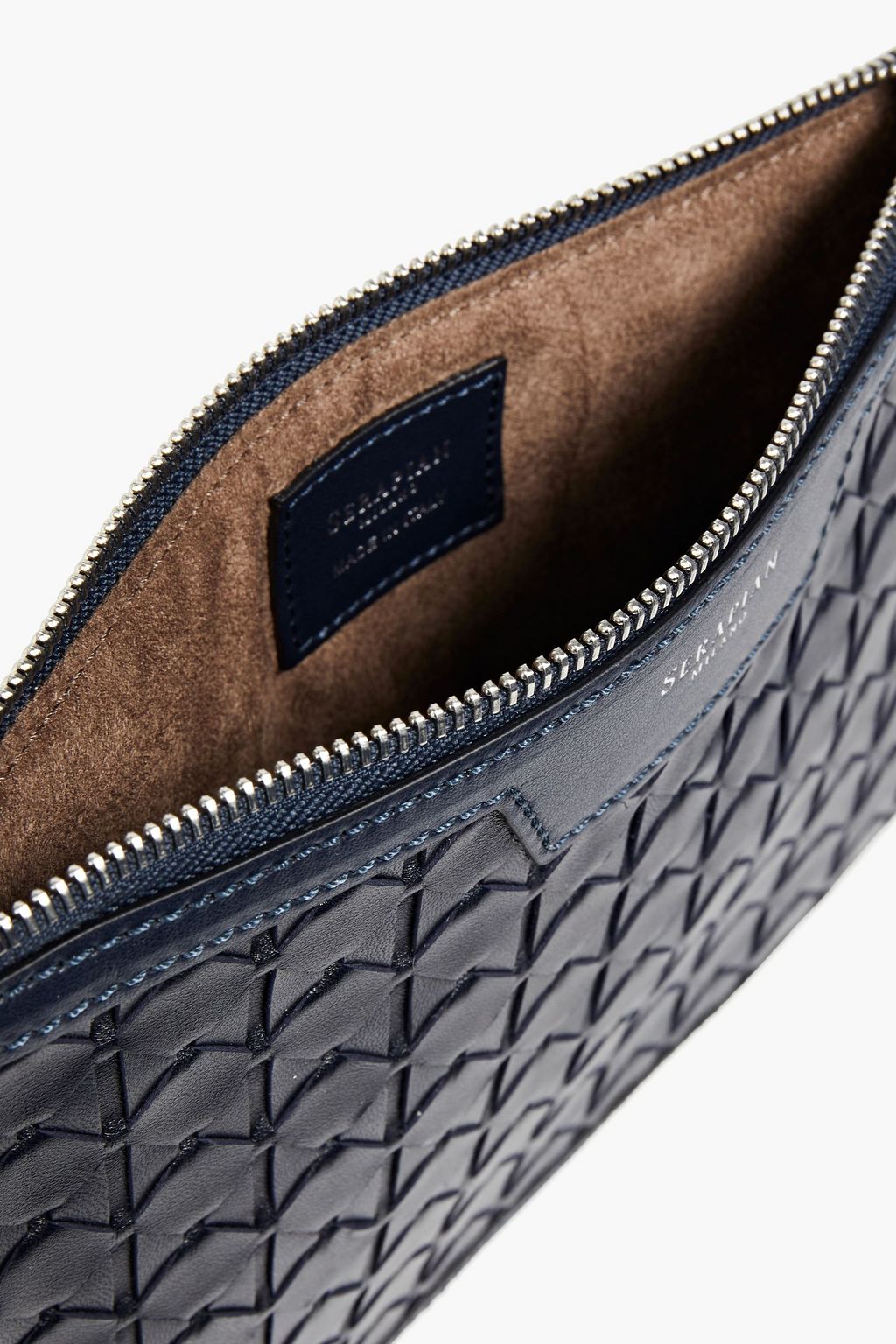 SERAPIAN Mosaico woven leather pouch