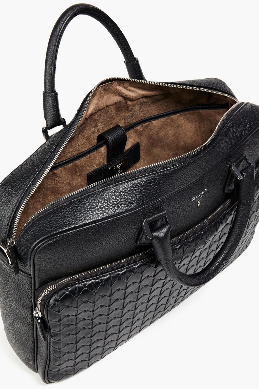 SERAPIAN Mosaico woven leather briefcase