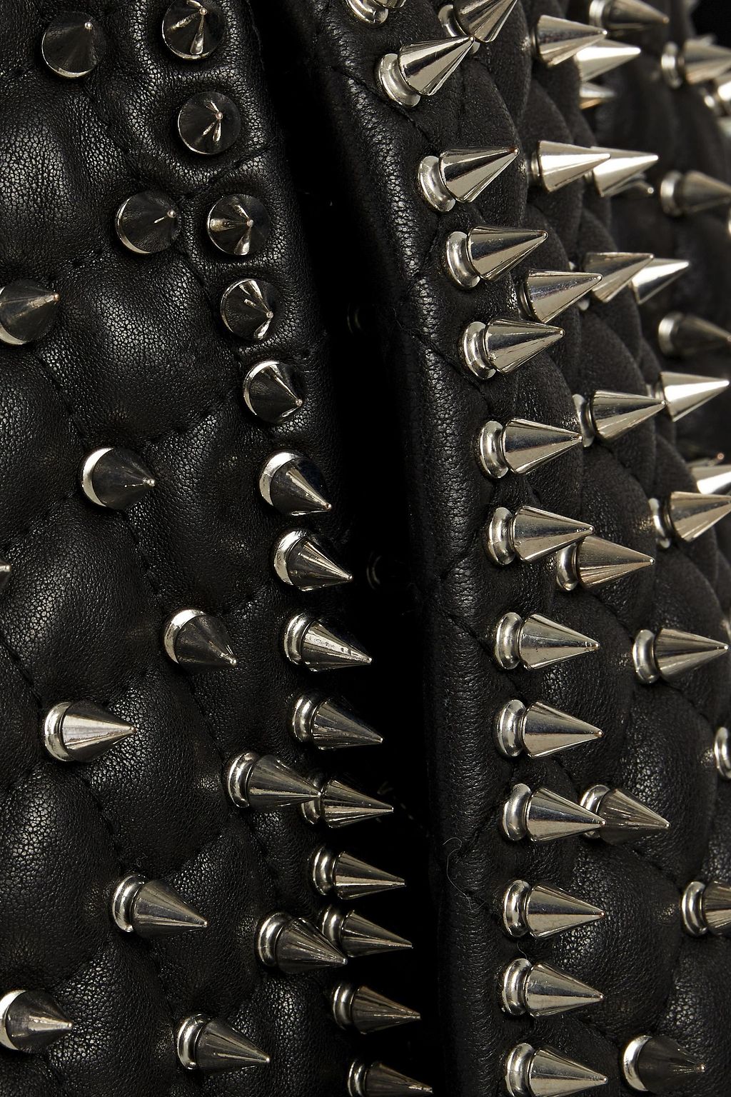 BALMAIN Studded quilted leather mini wrap skirt