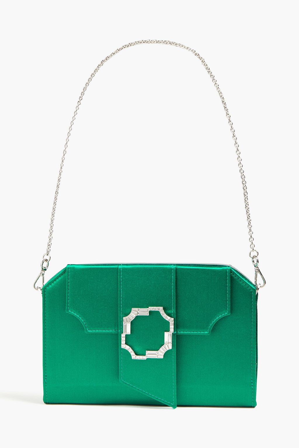 MALONE SOULIERS Pearl crystal-embellished silk-satin clutch
