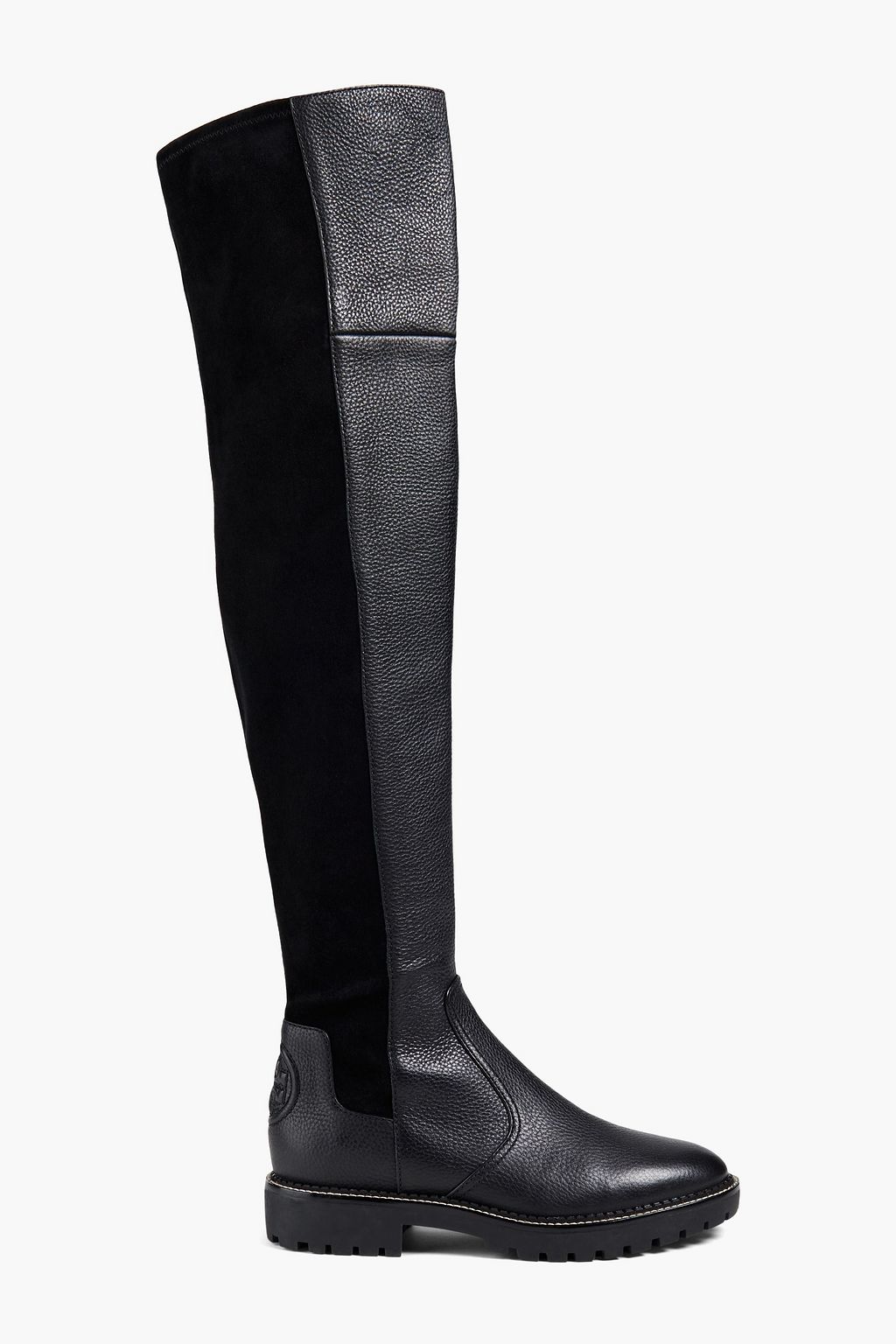 TORY BURCH Miller stretch-suede and pebbled-leather thigh boots | Sale up  to 70% off | THE OUTNET