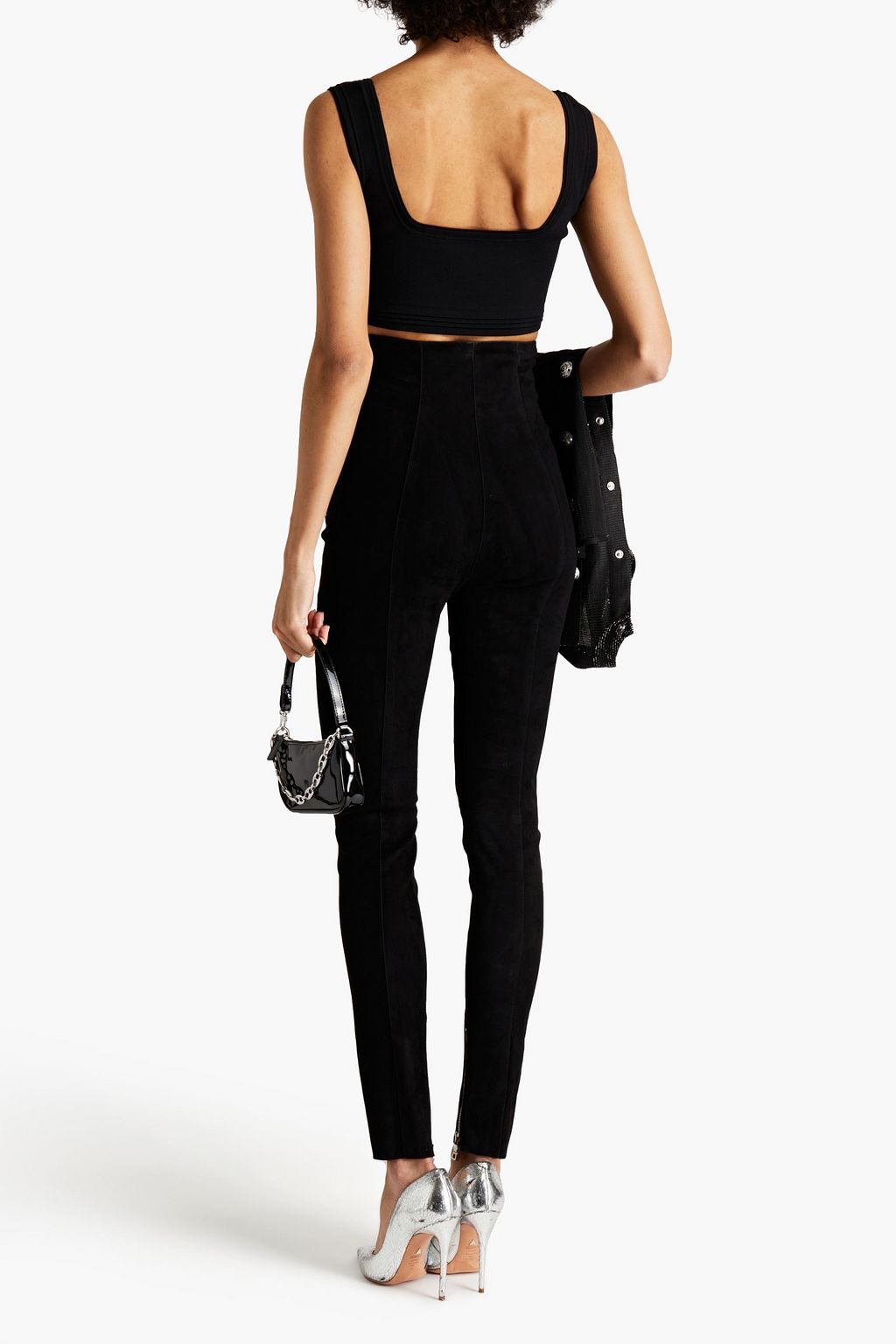 BALMAIN Stretch-suede skinny pants