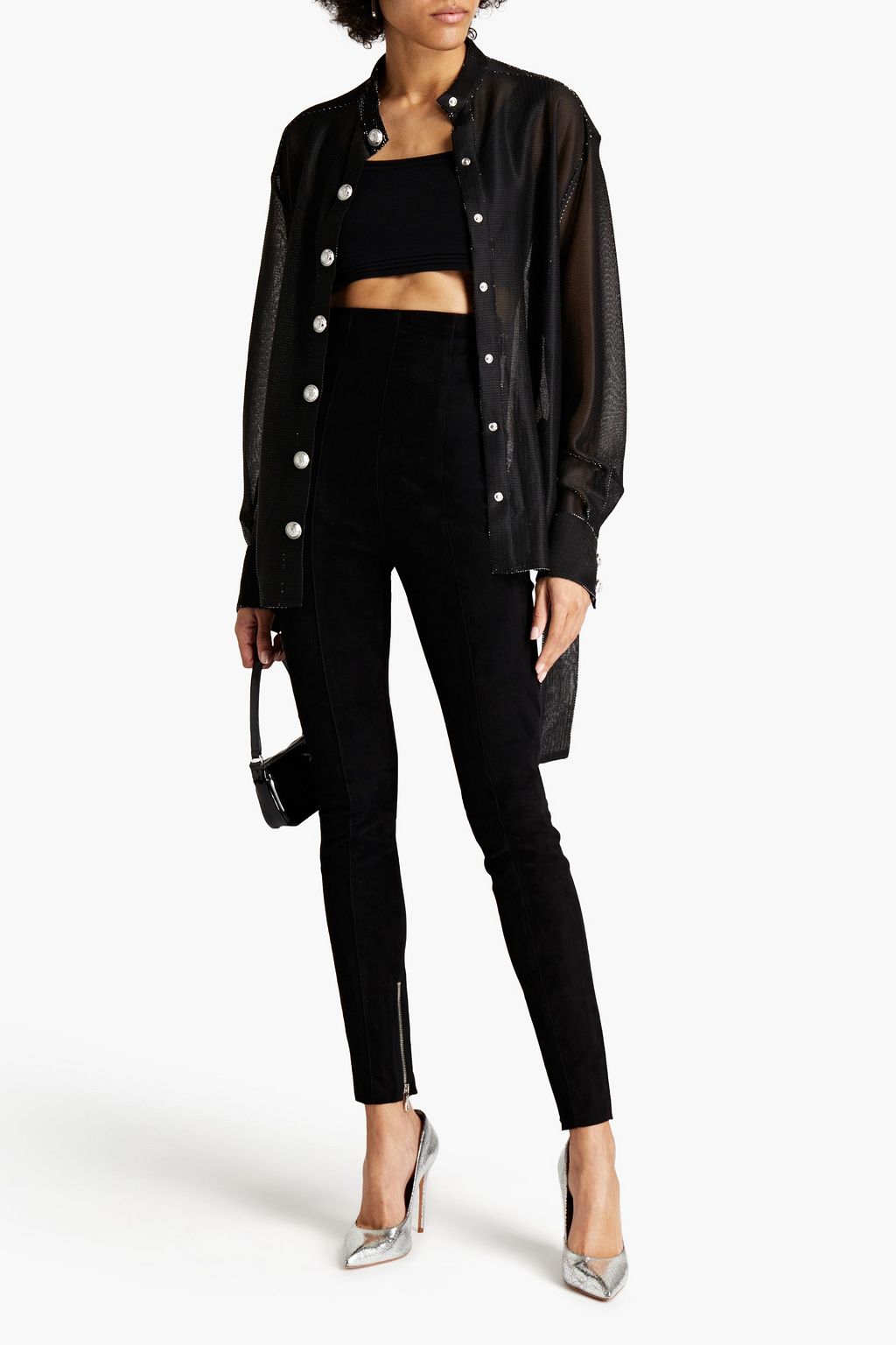 BALMAIN Stretch-suede skinny pants