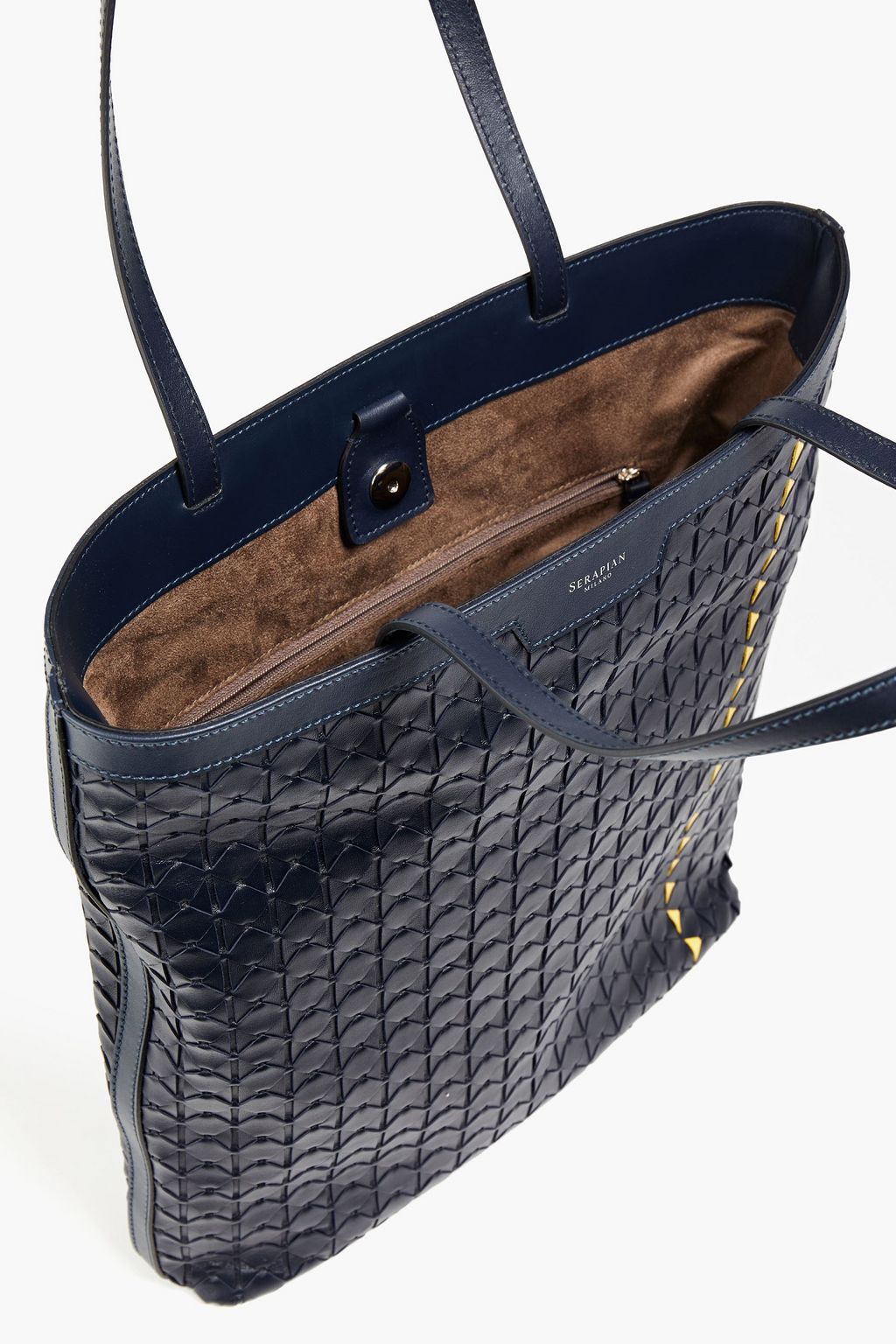SERAPIAN Mosaico woven leather tote