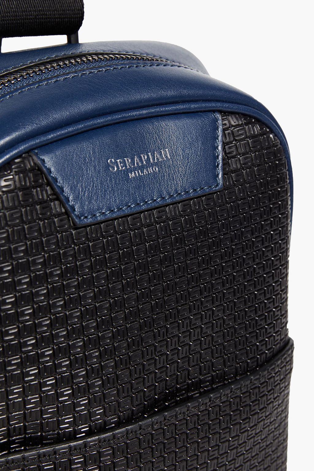 SERAPIAN Leather-paneled two-tone faux textured-leather backpack