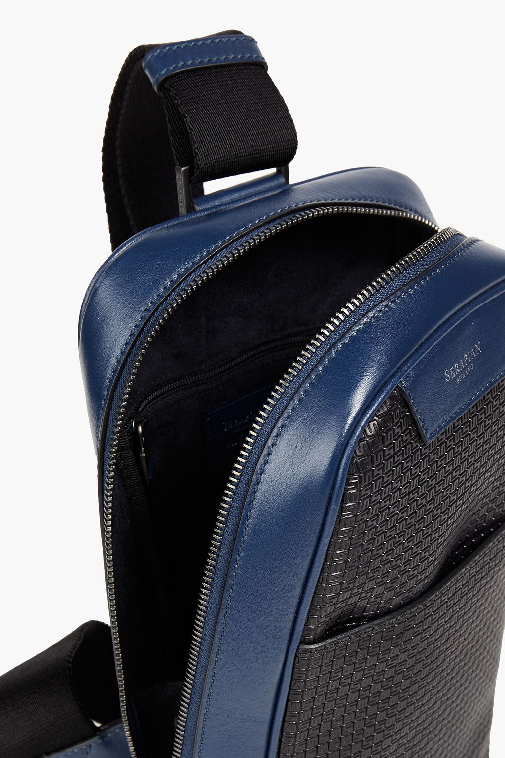 SERAPIAN Leather-paneled two-tone faux textured-leather backpack