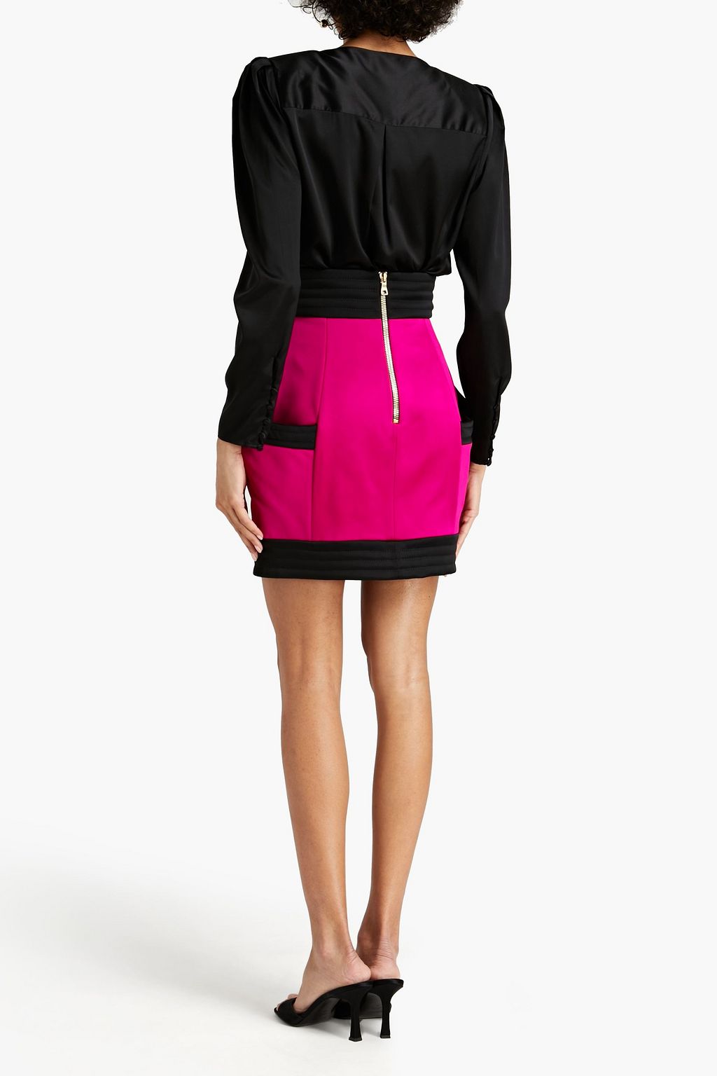 BALMAIN Two-tone satin-crepe mini skirt