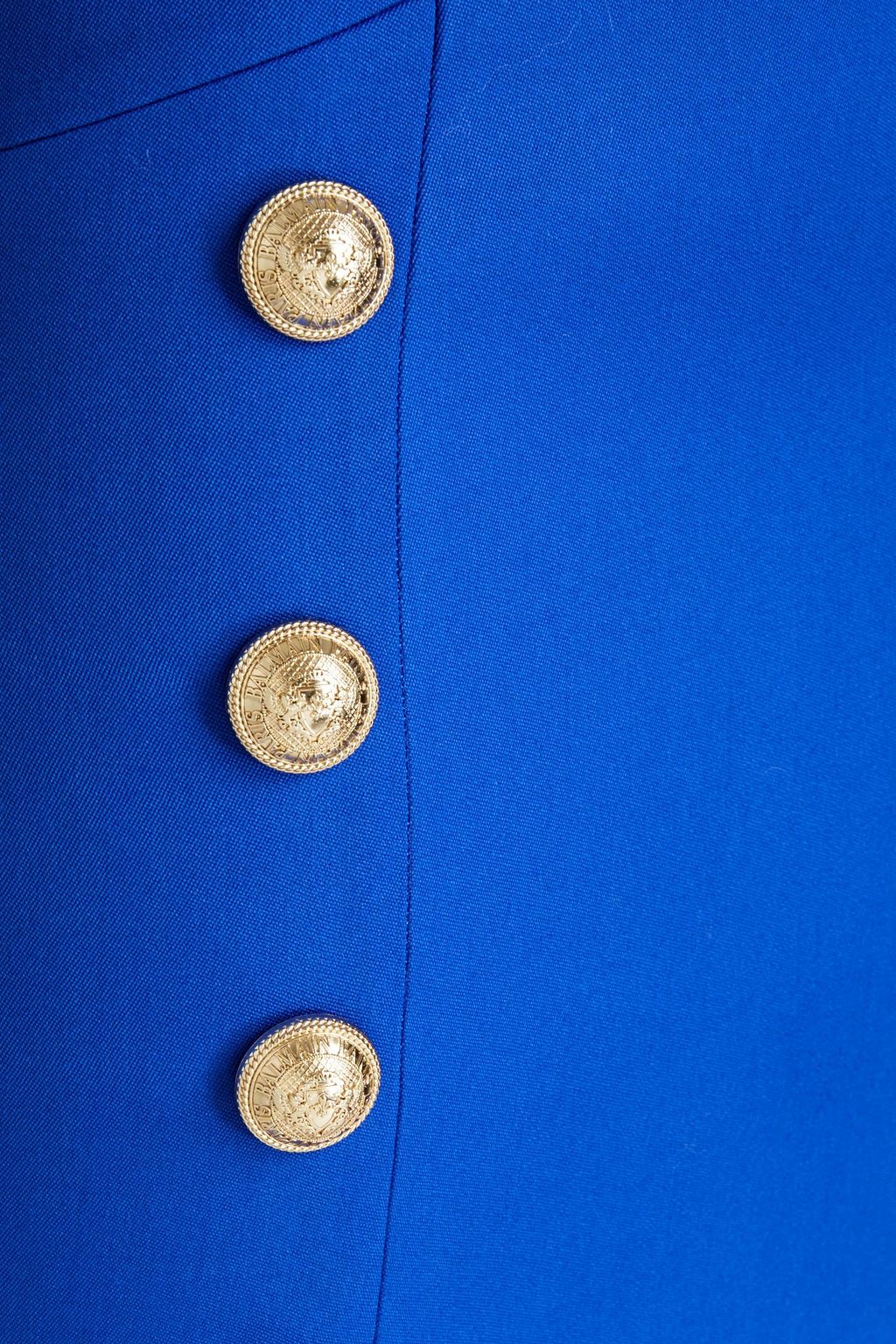 BALMAIN Button-embellished grain de poudre wool mini skirt