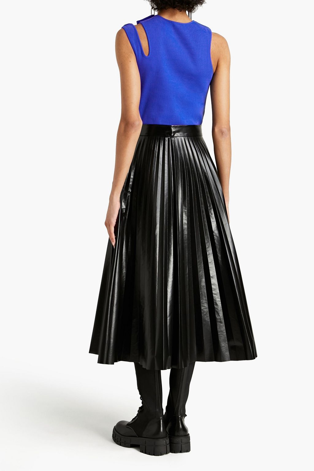 BALMAIN Cutout ribbed cotton-blend jersey tank