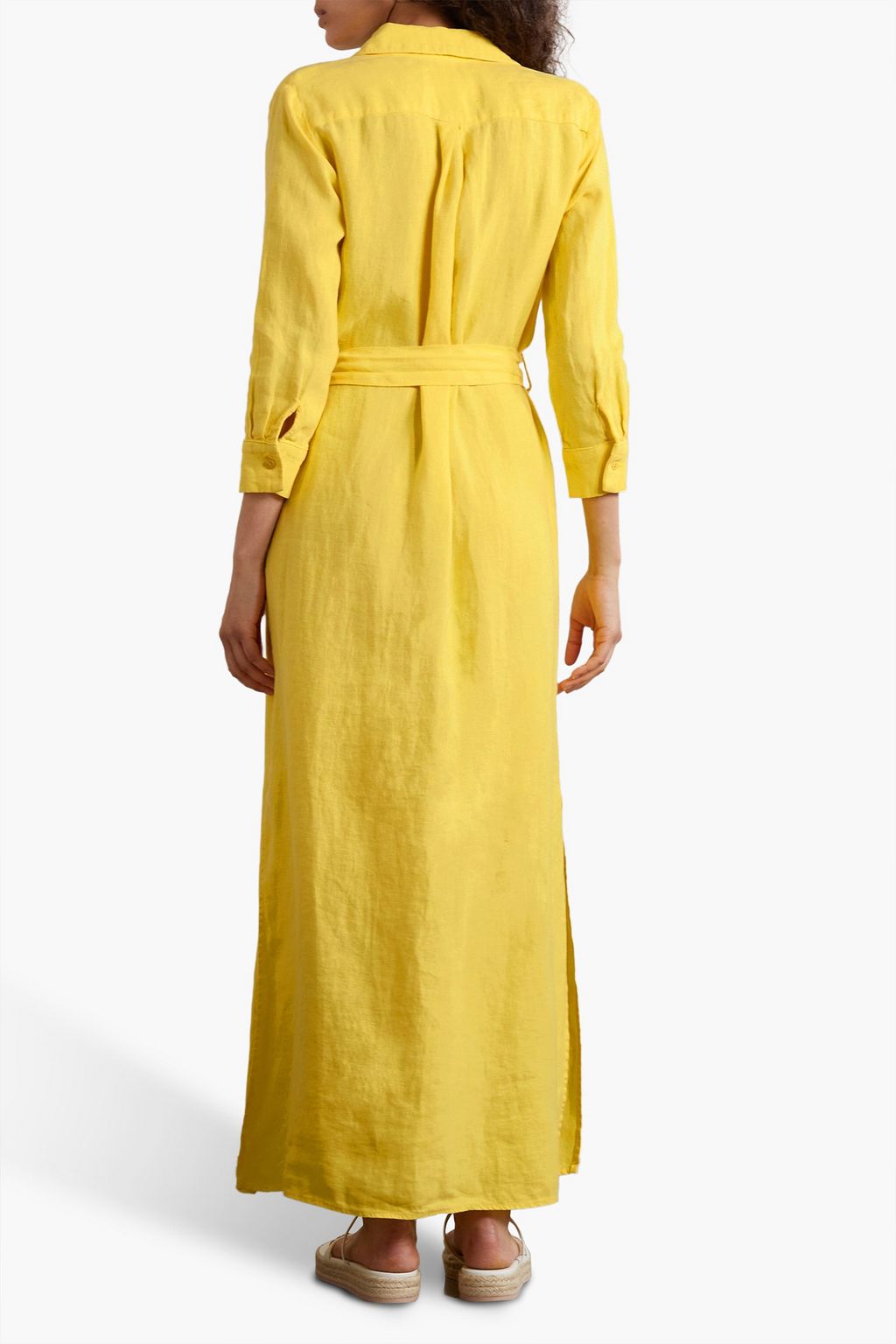 L'AGENCE Cameron belted linen maxi shirt dress