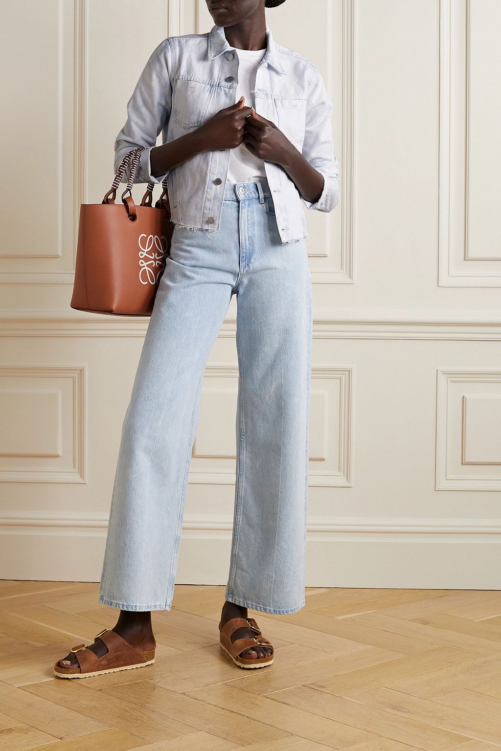 L'AGENCE Janelle frayed denim jacket