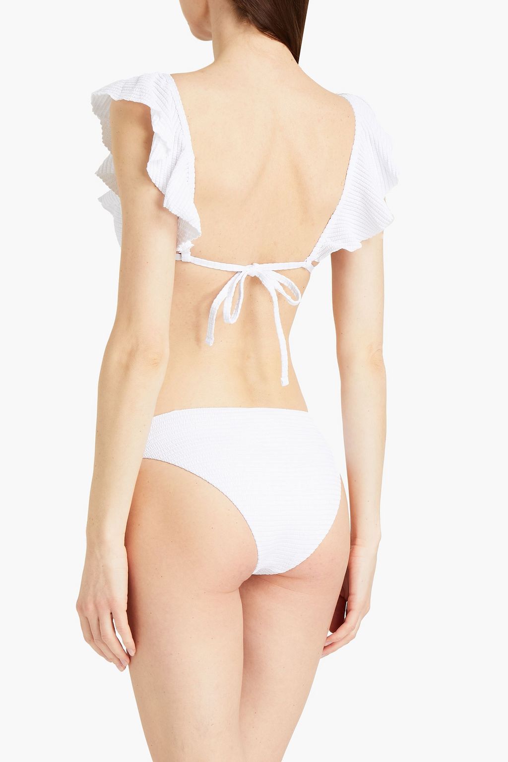 EBERJEY Waves Graziela ruffled stretch-seersucker triangle bikini top