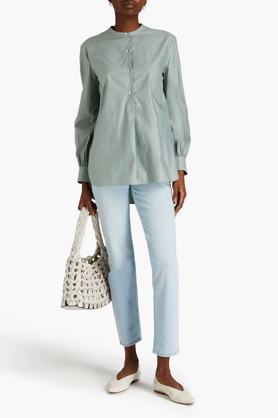 Theory Cotton-twill Tunic In Green