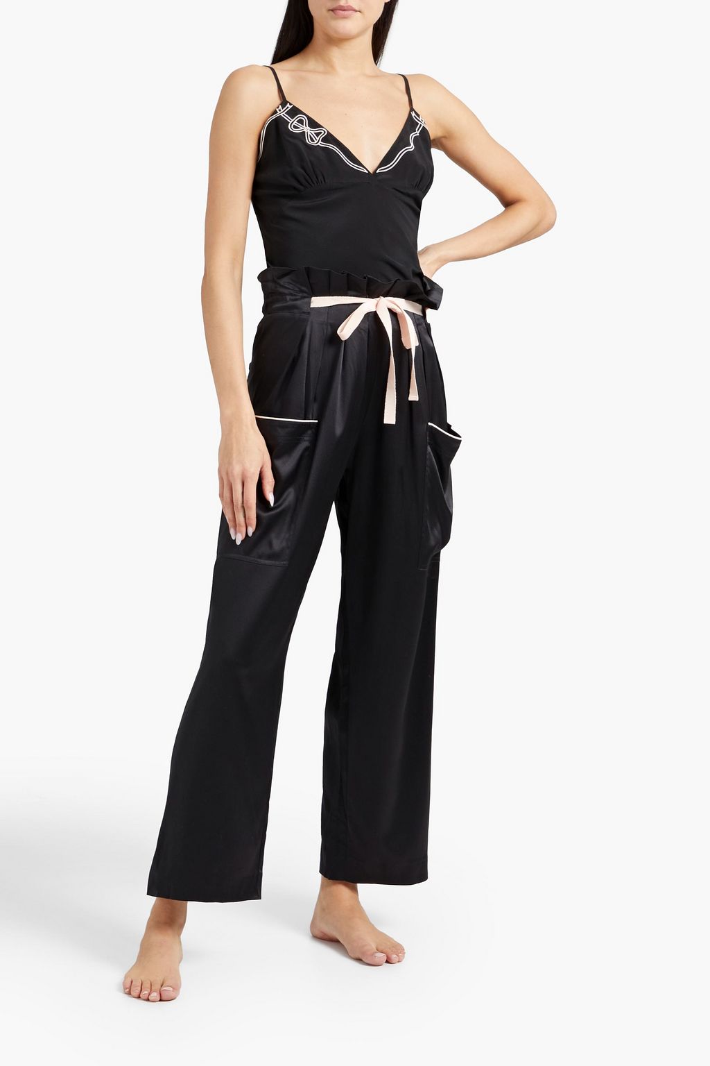 AGENT PROVOCATEUR Ezra silk-blend charmeuse pajama pants
