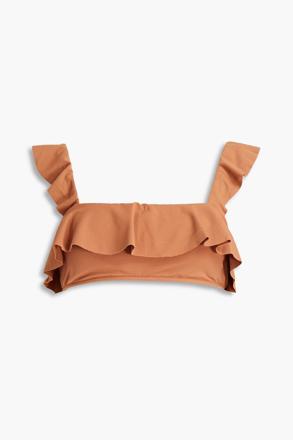 EBERJEY JANE RUFFLED STRETCH-PIQUÈ BANDEAU BIKINI TOP