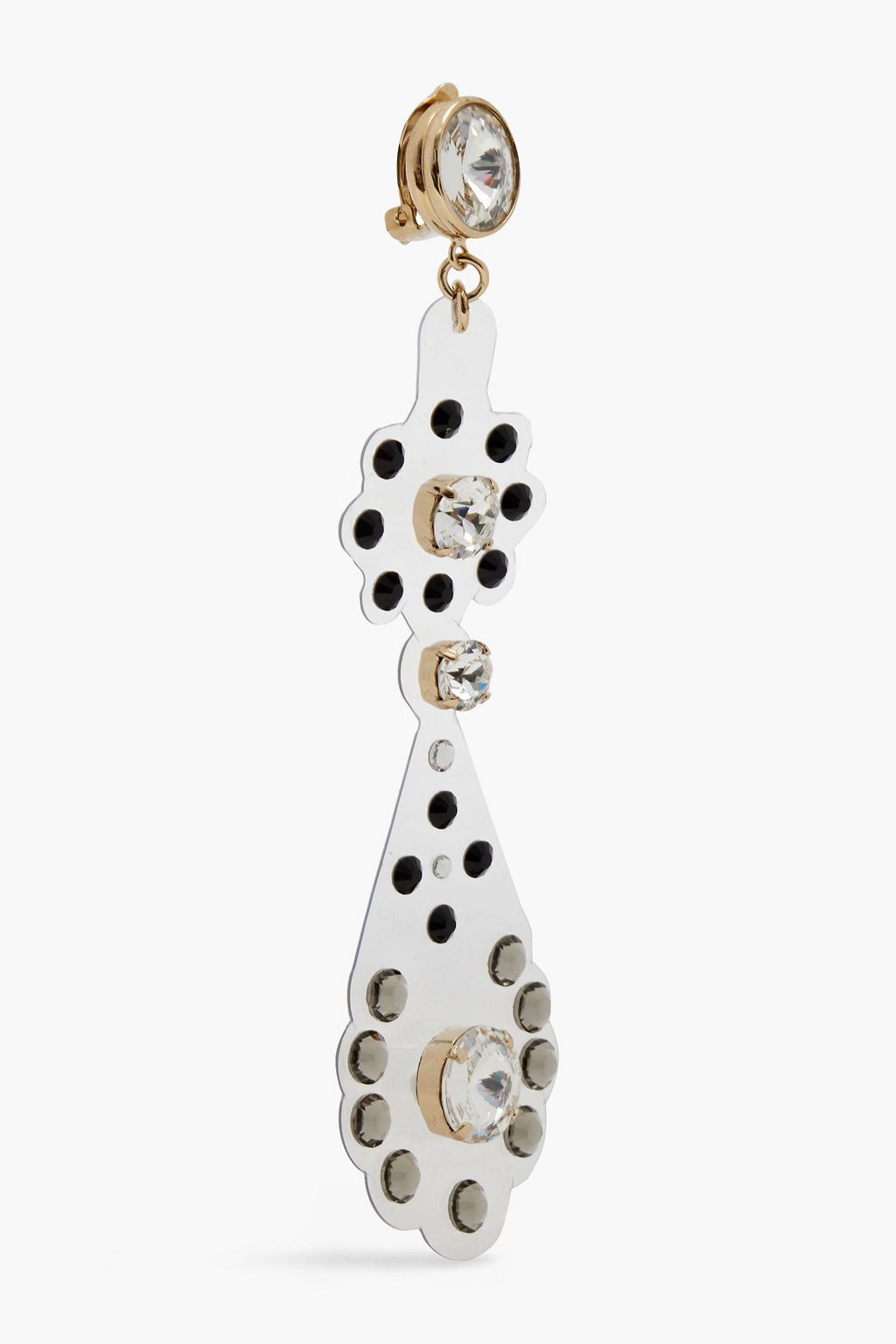 RED(V) Gold-tone, PVC and crystal clip earrings