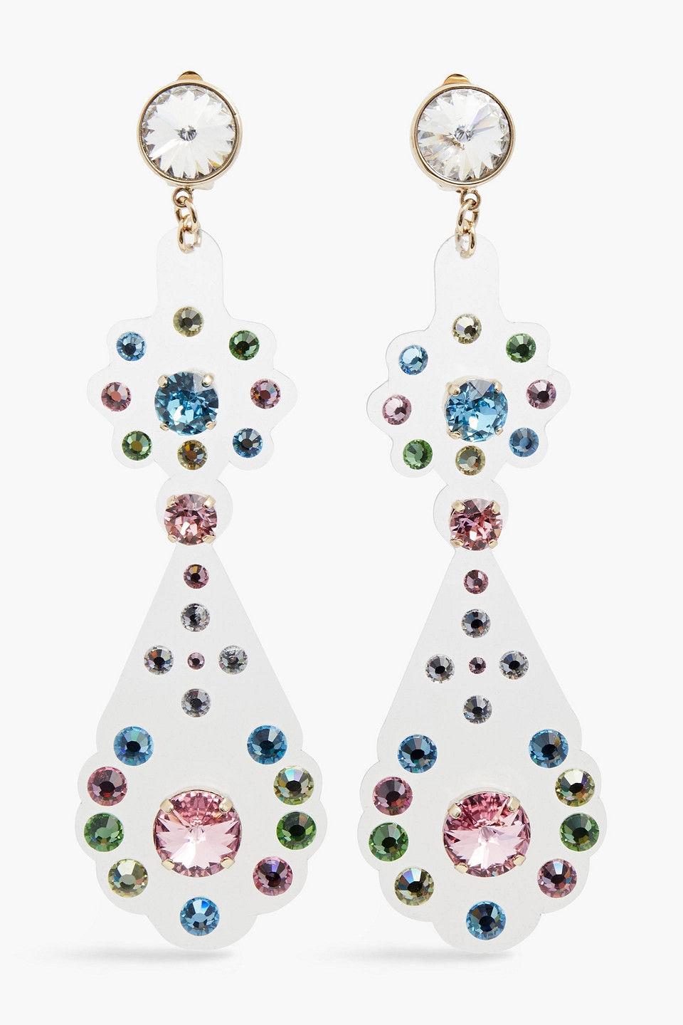 RED(V) - Gold-tone, PVC and crystal clip earrings - Multicolor - OneSize